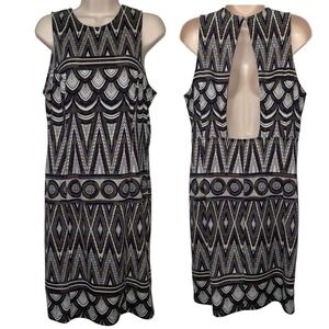 H&M Sleeveless Dress Geometric Print Open Back Casual‎ Party Mini Size Large